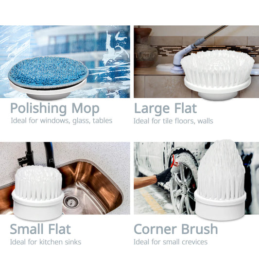 Nuvelo Cordless Electric Spin Scrubber complete set with cleaning attachments