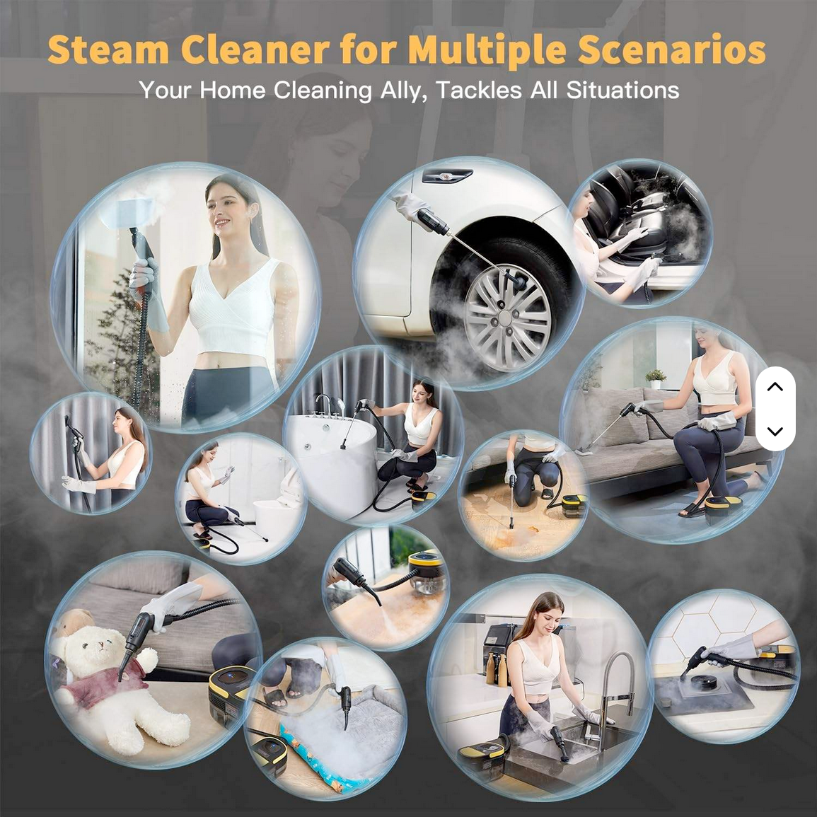 Nuvelo handheld steam cleaner removing buildup on tile