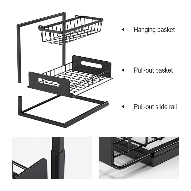 Nuvelo Under-Sink Pull-Out Organizer Set with cleaning bottles stored inside