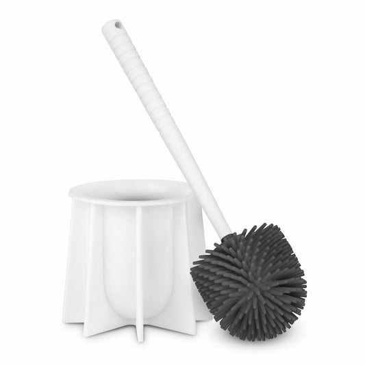 Nuvelo Self-Cleaning Silicone Toilet Brush & Holder in white