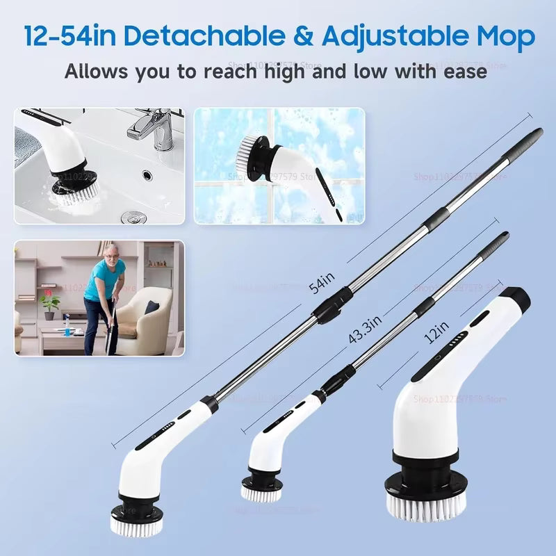 Nuvelo Cordless Electric Spin Scrubber reaching tub and corner surfaces