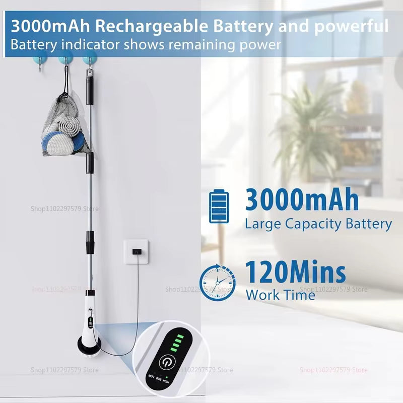 Nuvelo Cordless Electric Spin Scrubber long-handle bathroom cleaning