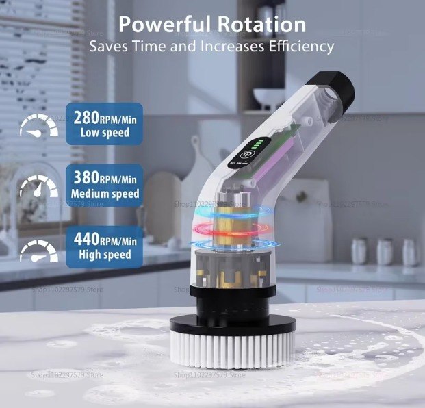 Nuvelo Cordless Electric Spin Scrubber rotating brush head detail