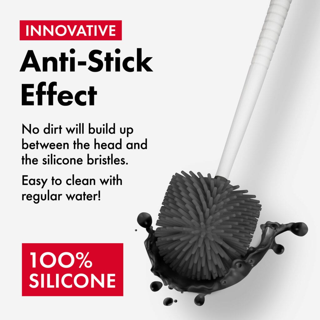 Nuvelo silicone toilet brush features infographic