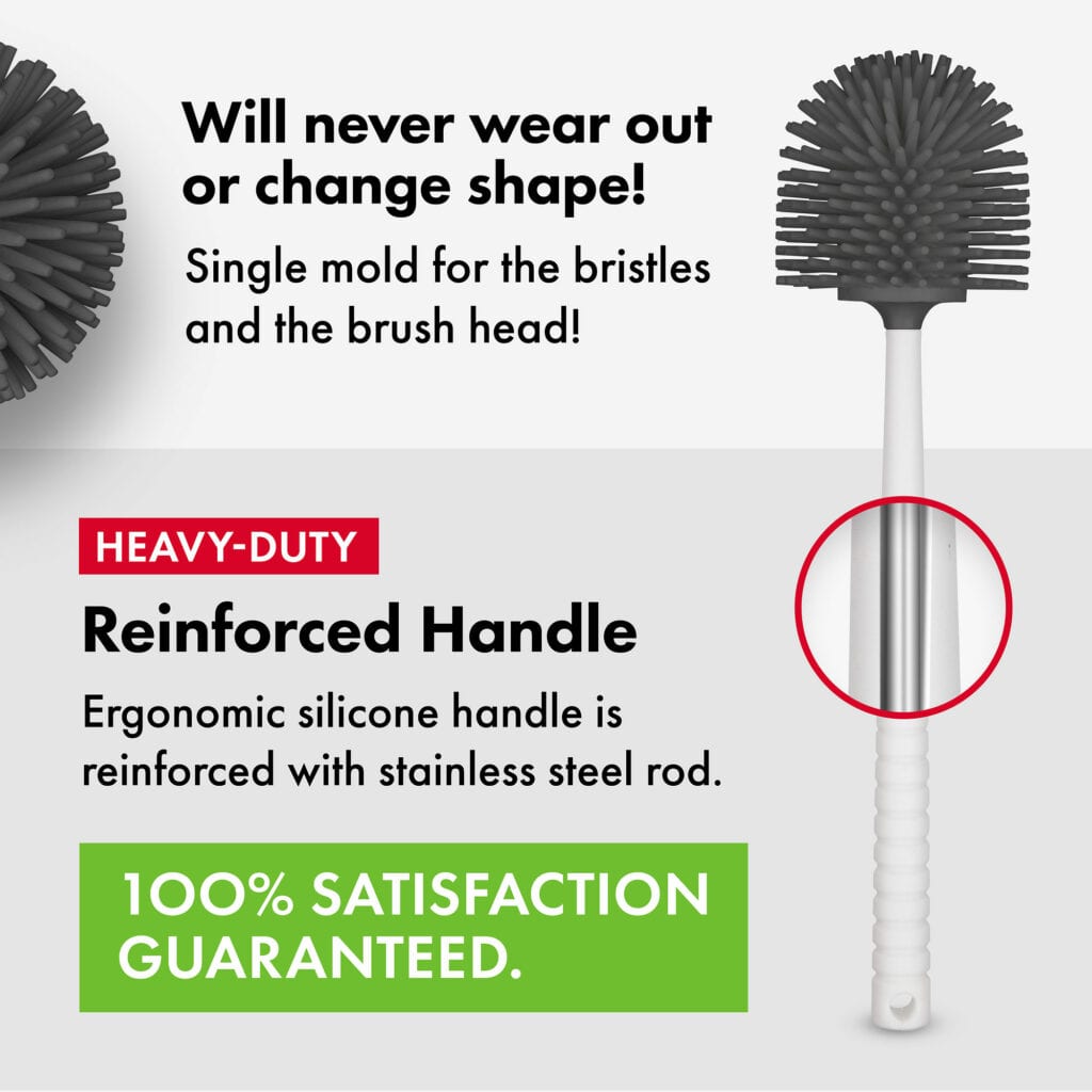 Nuvelo toilet brush anti-stick silicone bristles