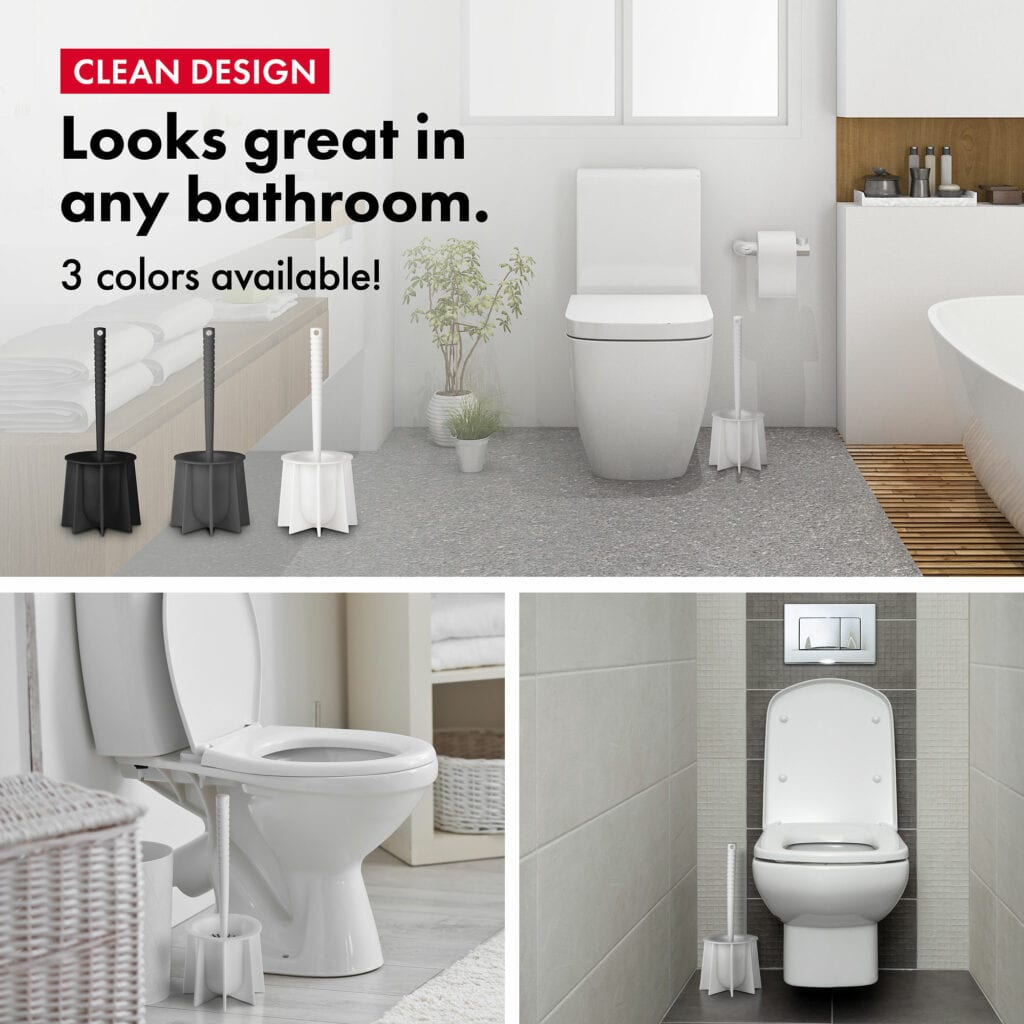 Nuvelo toilet brush drip-dry holder design